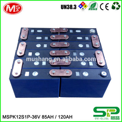 中国 High capacity lifePo4 battery MSPK12S1P LiFePO4 battery pack 36V 85AH 120AH For backup power 工場